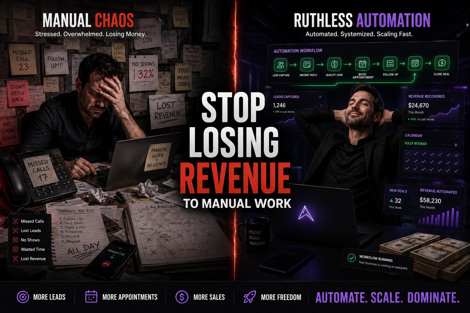 Before: manual chaos. After: ruthless automation.