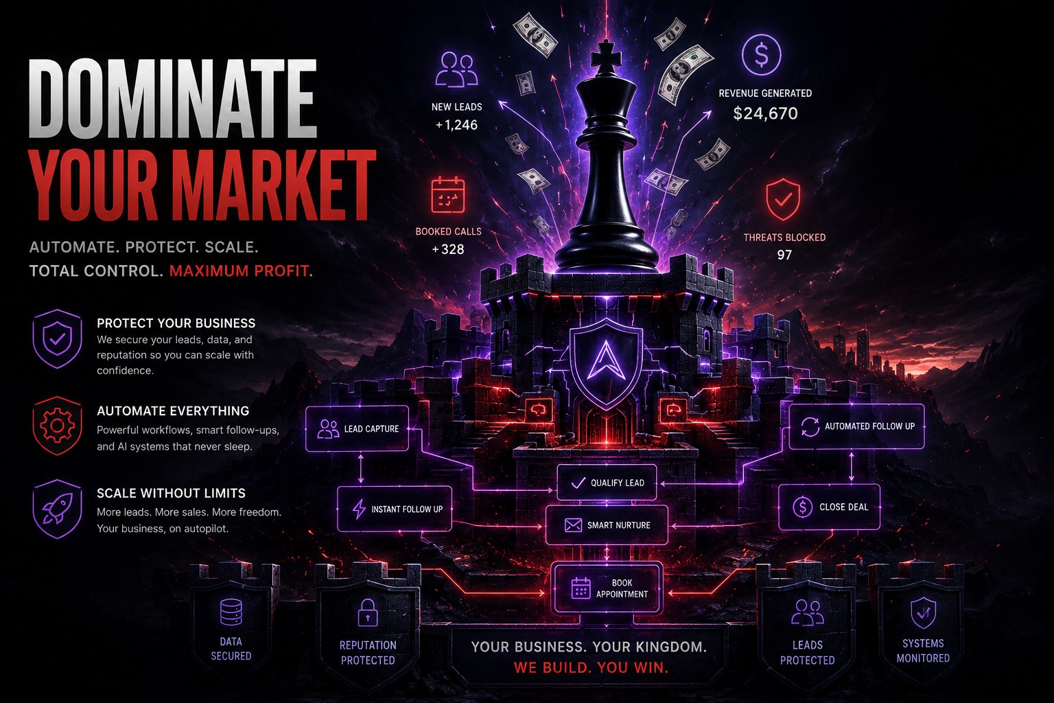 Dominate your market - automated systems: lead capture, qualify, nurture, book, close